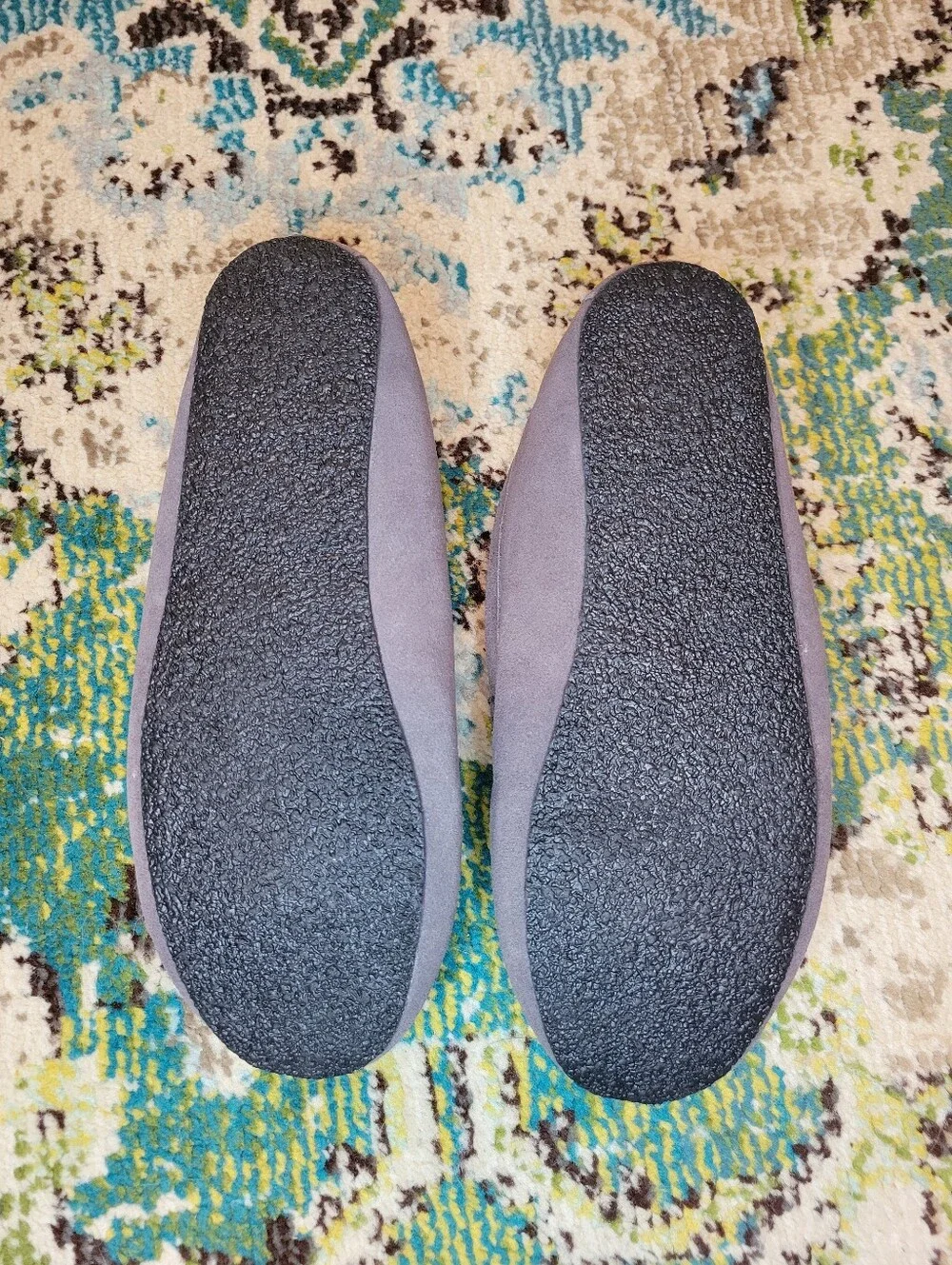 Nordstrom Wide Width Fuzzy Lined Grey Suede Moccasin Slippers, Size Mens M 9-10